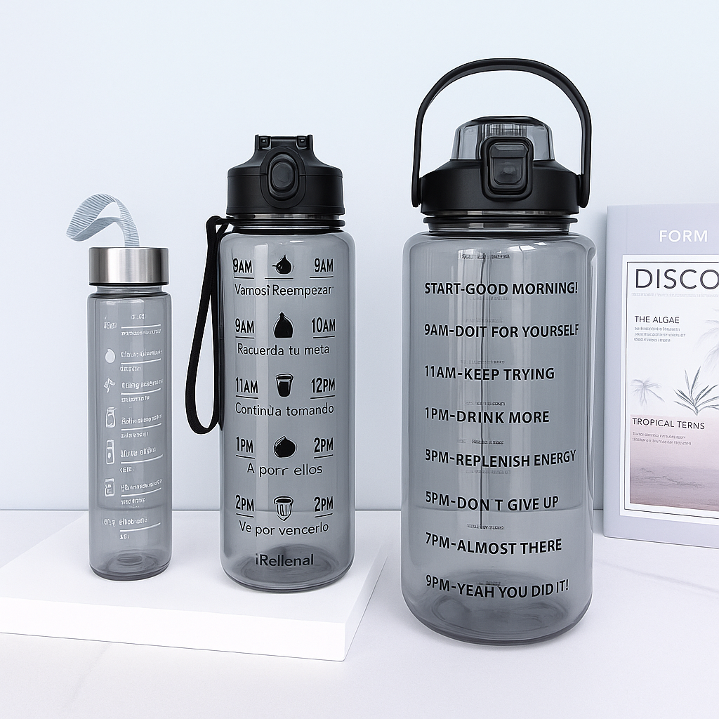3 Set Transparent Motivational Timer Bottles